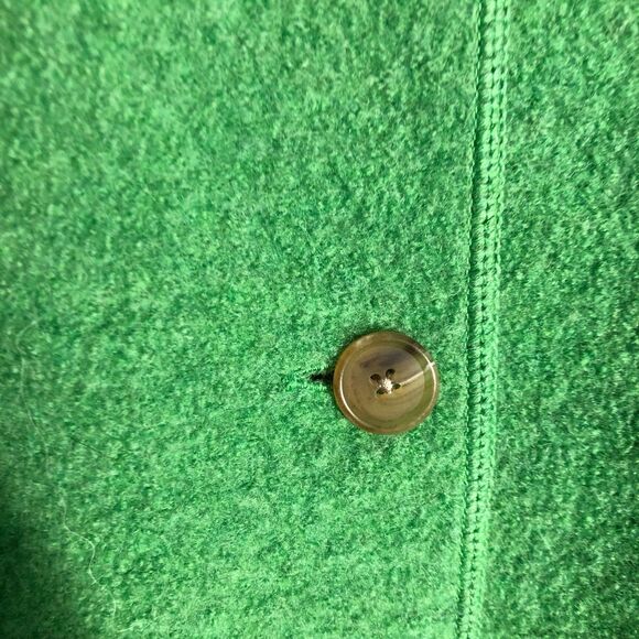 Lands End Wool Coat Jacket Womens Size 22 WIDE Green Button Front Pockets - Picture 3 of 7
